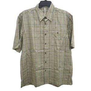 Axis Men's Green Blue Plaid Rayon‎ Modal Blend Short Sleeve Button Up Shirt Sz L